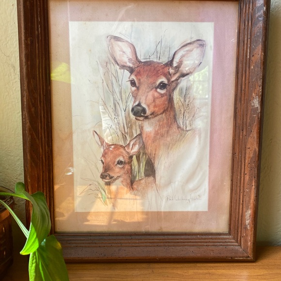 3/$30 💖 VTG Deer & Fawn Framed Wall Art Print - Picture 12 of 12